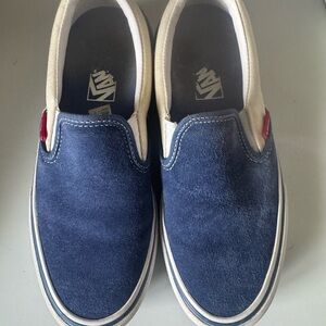 Vans Blue and White Classic Slip-On Sneakers